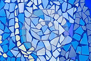 Blue colorful stone mosaic tiles on the wall as background or texture,mosaic background