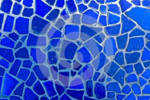 Blue colorful stone mosaic tiles on the wall as background or texture,mosaic background