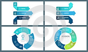 Blue Colour Vector Perspective Arrow and Circle Infographic Template