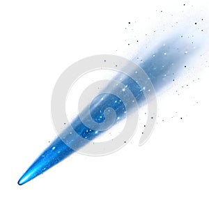 A blue comet isolated on white background