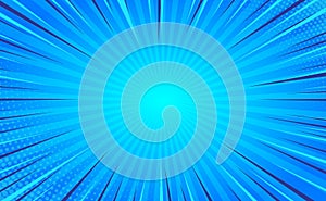 Blue comic zoom with lines and dots - Vector