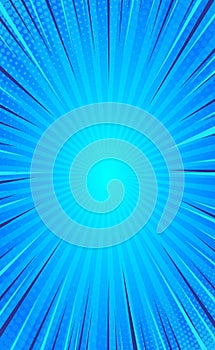 Blue comic zoom with lines and dots - Vector