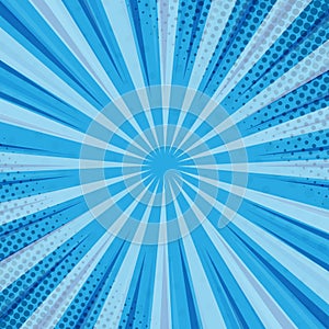 Blue comic zoom with lines and dots - Vector