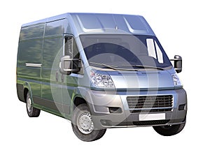 Blue commercial delivery van isolated