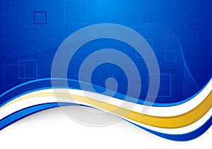 Blue communicational background with golden border