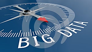Blue compass with big data word