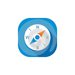 Blue Compass Icon. Vector Illustration for web design.