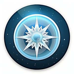 a blue compass icon on a white background
