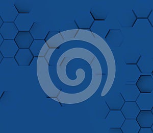 Blue composition with hexagons shadows