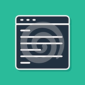 Blue Computer api interface icon isolated on green background. Application programming interface API technology