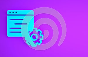 Blue Computer api interface icon isolated on purple background. Application programming interface API technology. Software