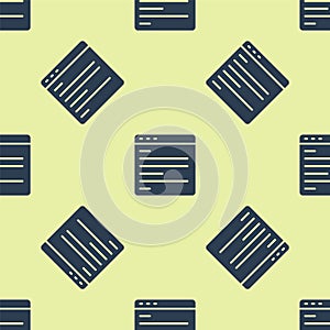 Blue Computer api interface icon isolated seamless pattern on yellow background. Application programming interface API