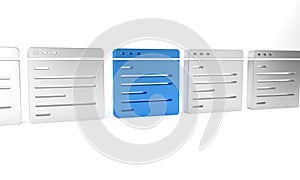 Blue Computer api interface icon isolated on white background. Application programming interface API technology