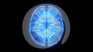 Blue computer brain circuit diagram concept