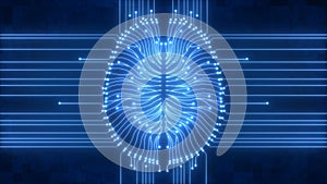 Blue computer brain circuit diagram concept illustrating AI