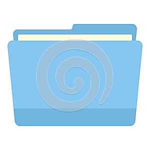 Blue computer file folder icon, flat style