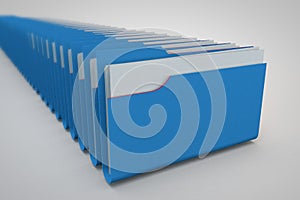 Blue computer folder on white background,3D illustration