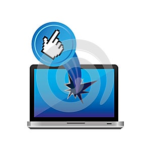 blue computer hand cursor with hole icon