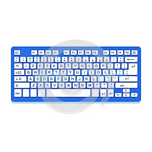 Blue Computer Keyboard with Standard Layout and Function Keys