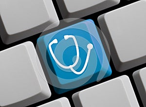 Blue Computer Keyboard with Stethoscope