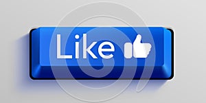 Blue computer Like key on white background.