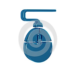 Blue Computer mouse gaming icon isolated on transparent background. Optical with wheel symbol.