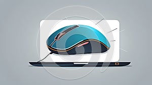 Blue Computer Mouse and Laptop