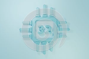 Blue Computer processor with microcircuits CPU icon isolated on blue background. Chip or cpu with circuit board. Micro