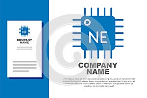 Blue Computer processor with microcircuits CPU icon isolated on white background. Chip or cpu with circuit board. Micro