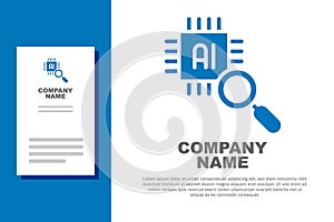 Blue Computer processor with microcircuits CPU icon isolated on white background. Chip or cpu with circuit board. Micro