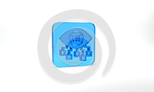 Blue Computer vision icon isolated on grey background. Technical vision, eye circuit, video surveillance system