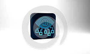 Blue Computer vision icon isolated on grey background. Technical vision, eye circuit, video surveillance system