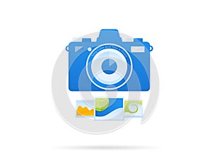 Blue concept camera icon