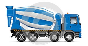 Blue concrete mixer truck vector illustration photo