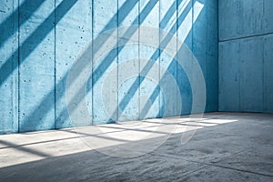 Blue concrete wall and floor background