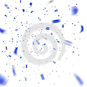 Blue confetti explosion celebration isolated on white background. Falling confetti. Abstract decoration party, birthday