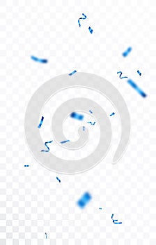 Blue confetti and ribbon banner, isolated on transparent background