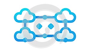 Blue Connected Clouds Icon, Cloud Technology Network Symbol, vector design Generative AI