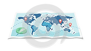 Blue Connected World Map Network Global Art, vector design Generative AI