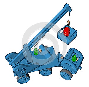 Blue construction vehicles toy, illustration, vector