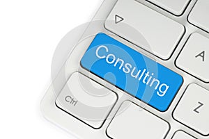 Blue consulting keyboard button