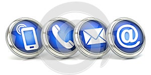 Blue contact icons, 3D illustration