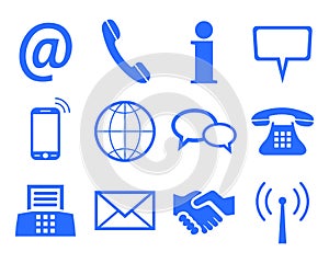 Blue contact icons - vector
