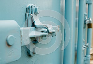 A blue container lock