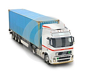 Blue container truck