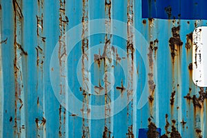 Blue Container wall Cargo container close up Rust Texture