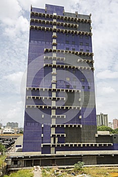 Blue contemporary architecture in Caracas, Venezuela