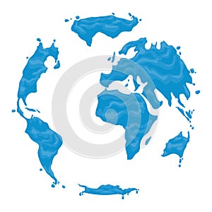 Blue continents with watery effect on white background, Vector illustration