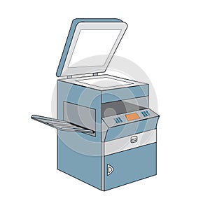 Blue copier painting on white background