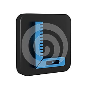 Blue Corner ruler icon isolated on transparent background. Setsquare, angle ruler, carpentry, measuring utensil, scale
